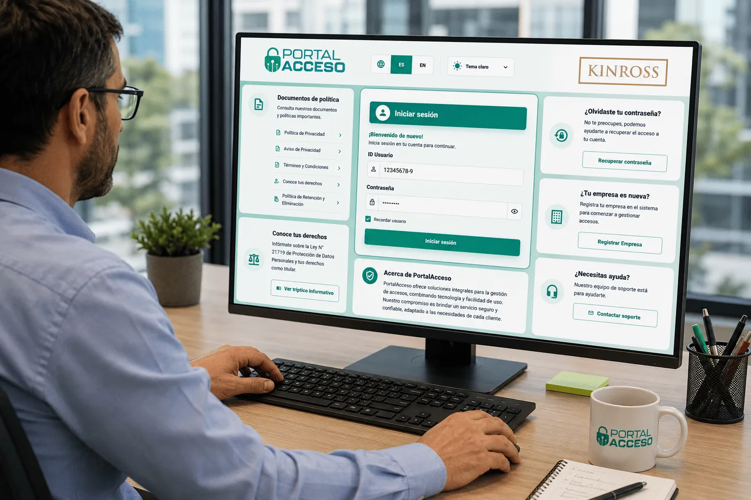 Portal Acceso en un computador de escritorio